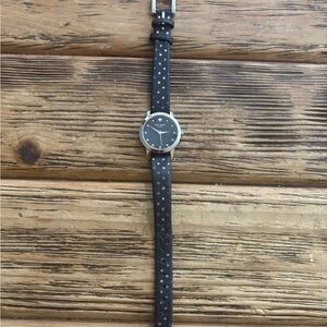 Kate Spade Black and Silver Watch with Patterned Strap